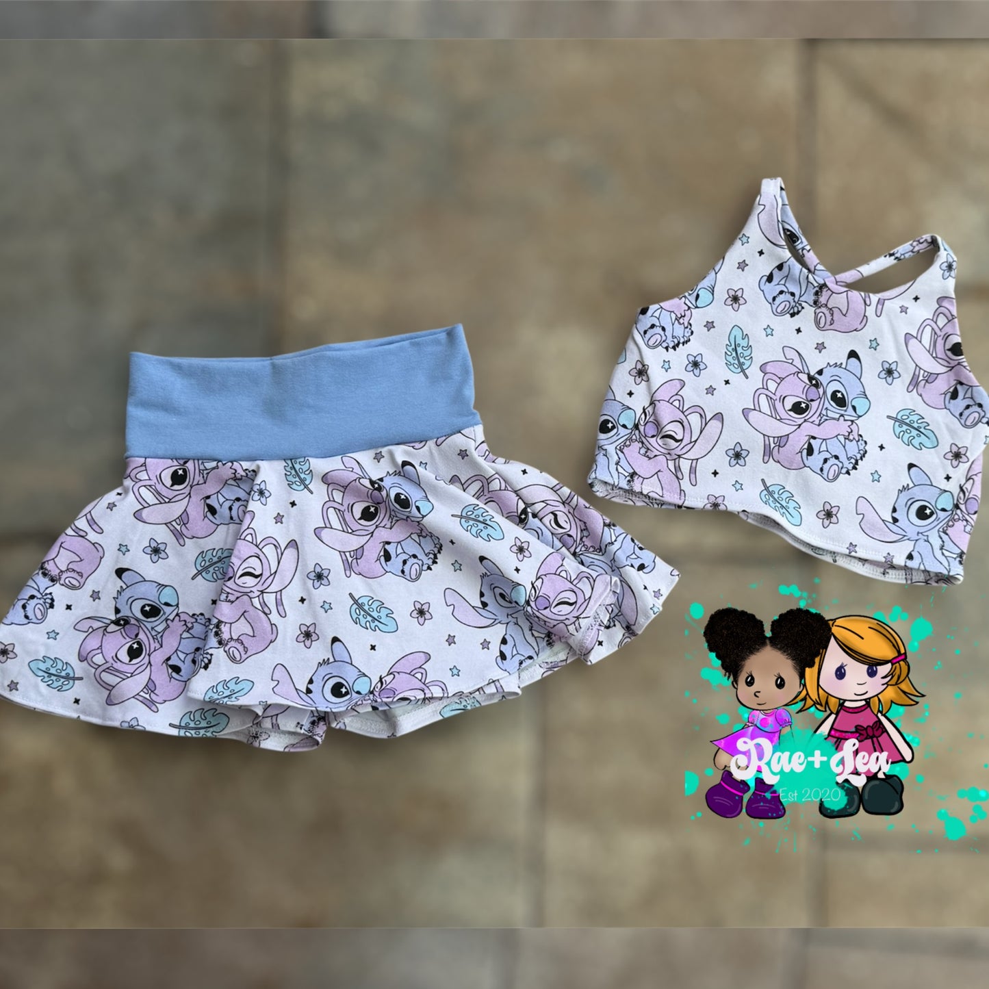 Angel and Stitch Dakota Skirted Bikers 2 PC Set