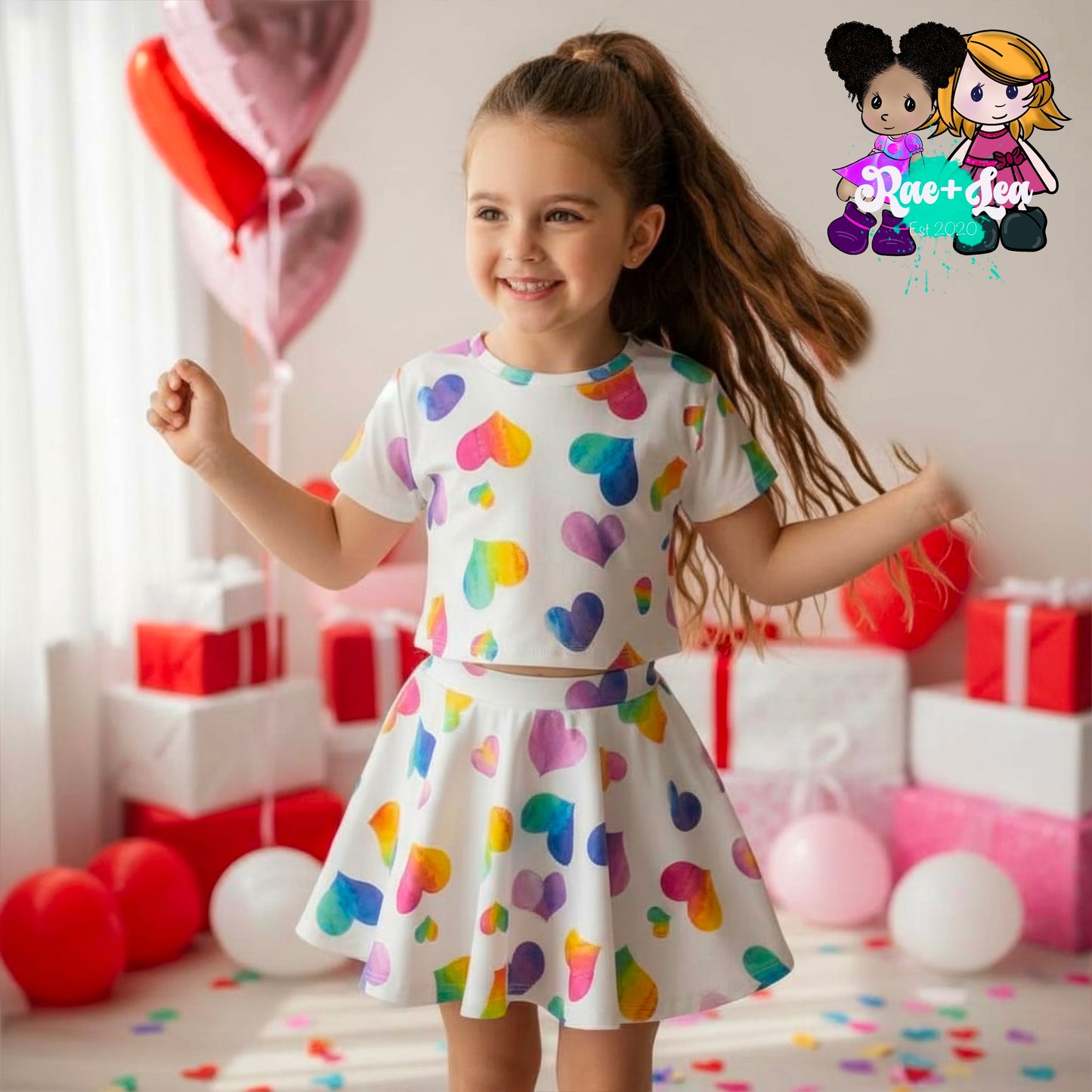 Rainbow Hearts Skater Set