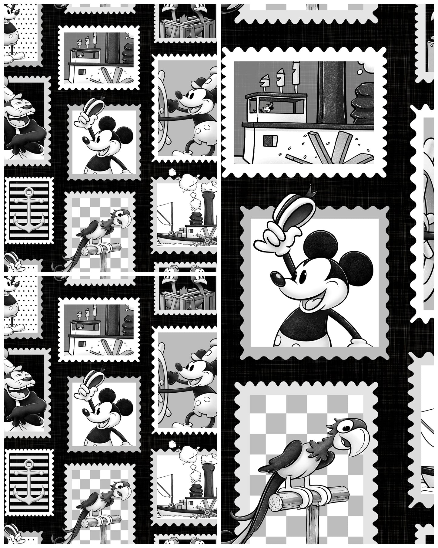 Steamboat Willie Black Button Shirt