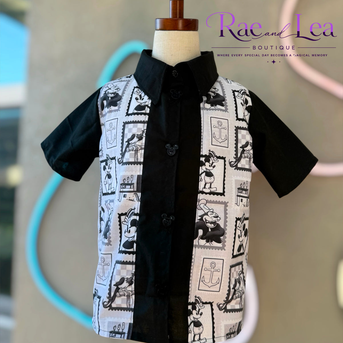 Steamboat Willie Stamps Button Shirt