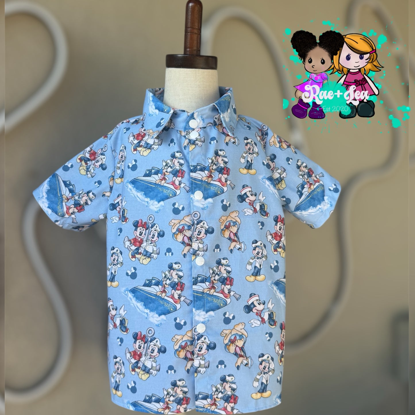 Ahoy Mouse & Friends Nautical Button Shirt
