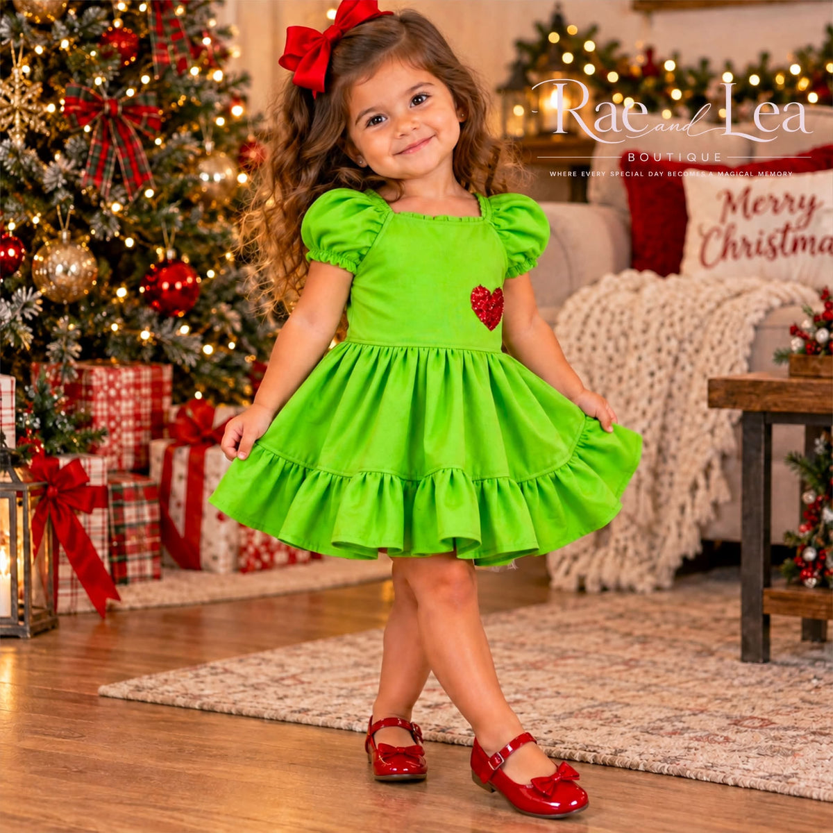 Green With A Heart Ginger Dress