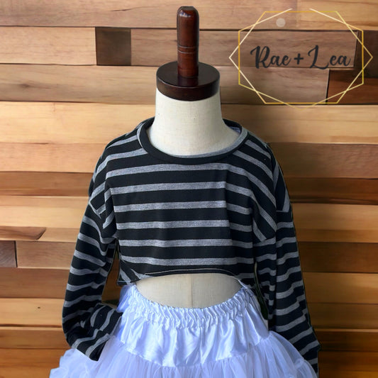 Grey Black Stripes Honey Top