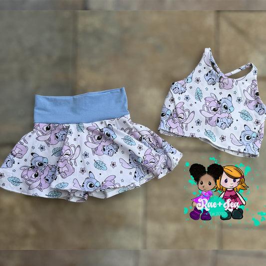 Angel and Stitch Dakota Skirted Bikers 2 PC Set