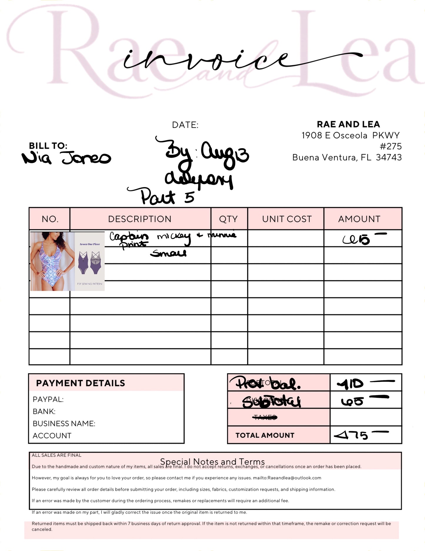 Custom Order for Nia~June 25