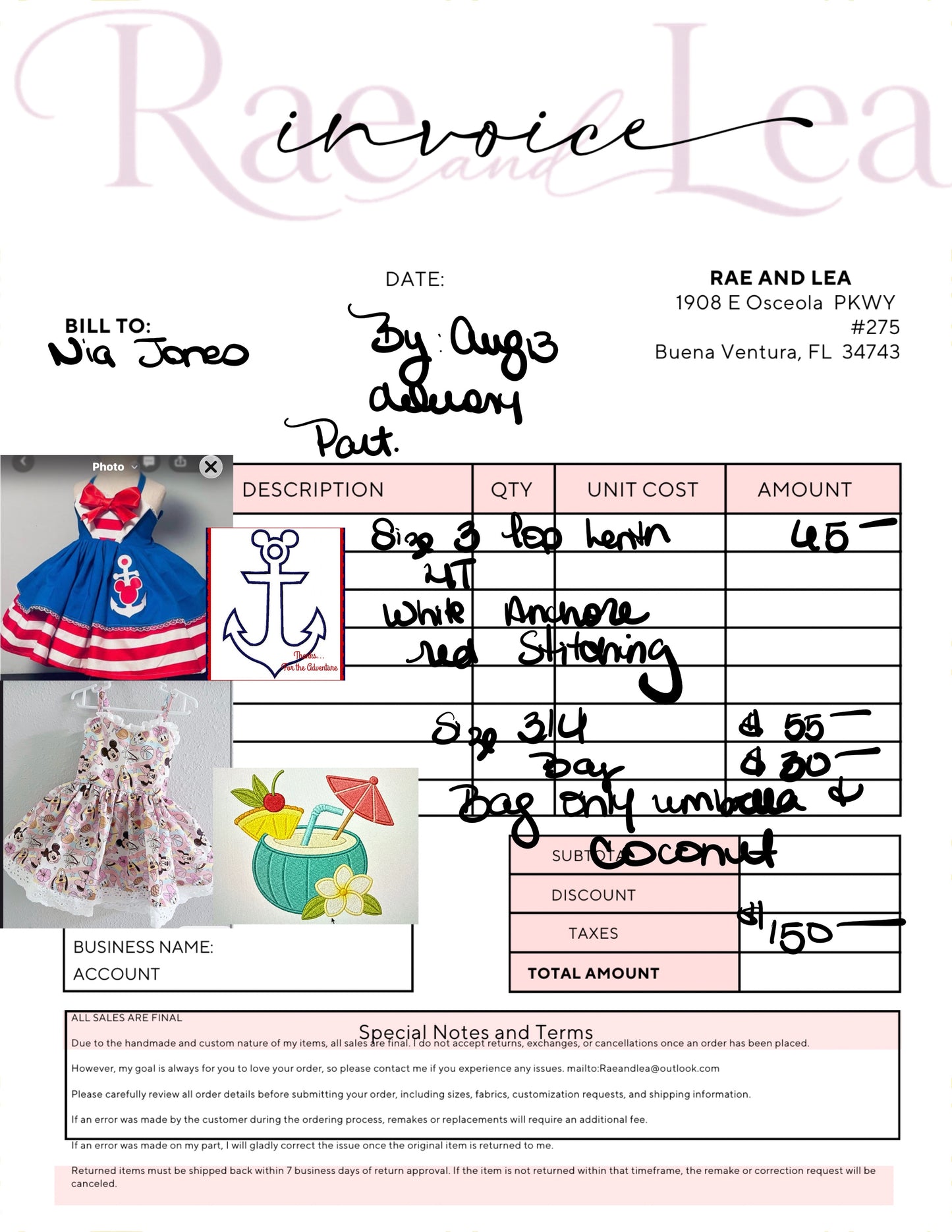 Custom Order for Nia~June 25