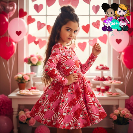 Ripped HK Glitter Red Valentine Twirl Dress