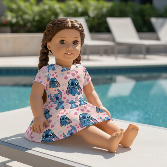 American Girl Doll Cupid Stitch Valentine Twirl Dress