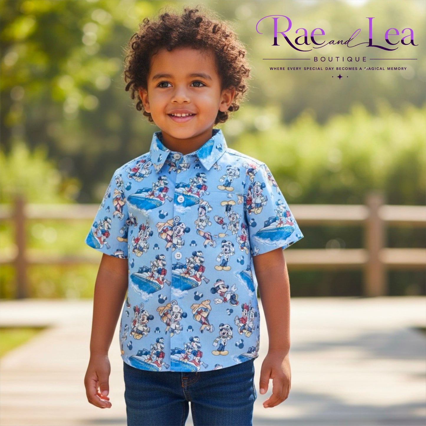 Ahoy Mouse & Friends Nautical Button Shirt