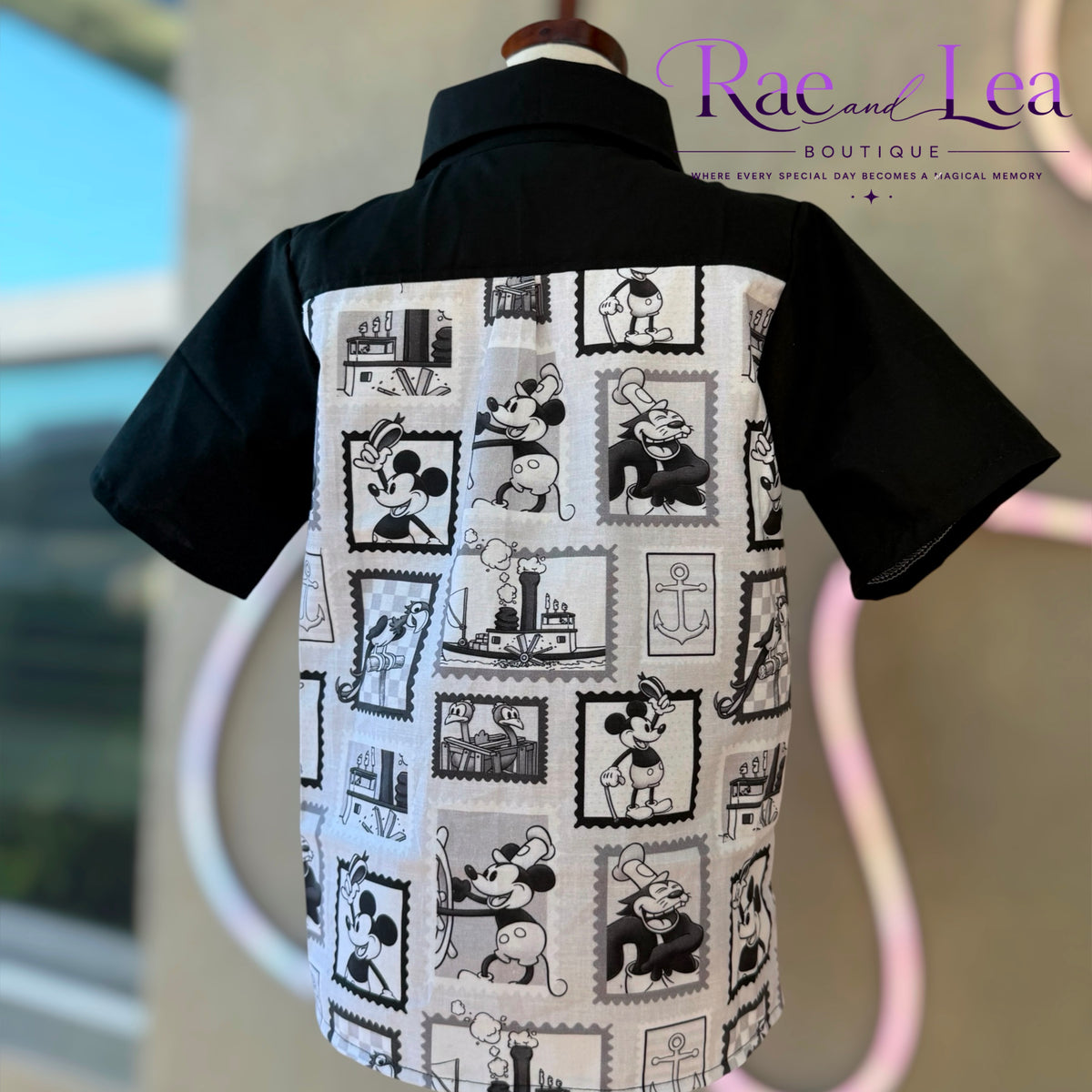 Steamboat Willie Stamps Button Shirt