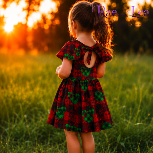 Very Merry Mouse Plaid Twirl Dress