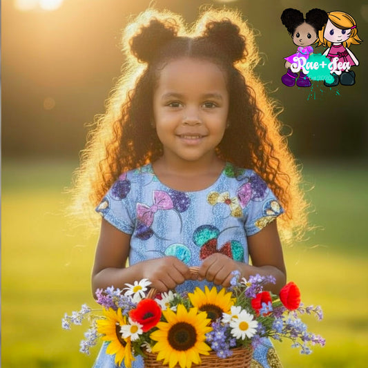 Mouse Ears Glittering Stripes Peplum Top