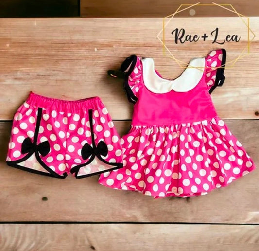 Pink Polka Dot Azalea and Shorts Set