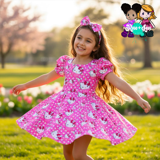 Cupcake Kitty Puffy Sleeves Elena Dress